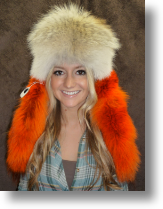 Fur Hat - Coyote Hat with Multi-colored Tails 