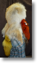 Fur Hat -- Coyote Hat with Multi-colored Tails 