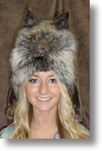 Fur Hat - Silver Fox Mountain Man with Taxidemy Face 